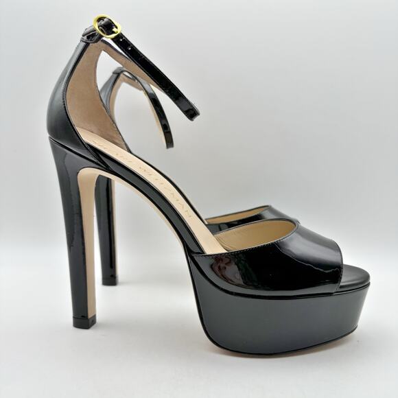 Stuart Weitzman Womens Discopatform Heeled Sandal US 11B Black Patent NIB - Picture 4 of 14